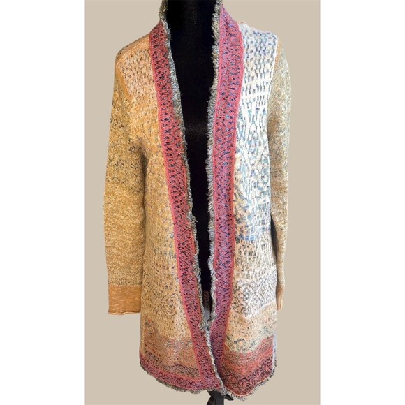 Free People Sz M Desert Drifter  Duster Cardigan Wool Gypsy Boho Southwestern - Picture 13 of 14